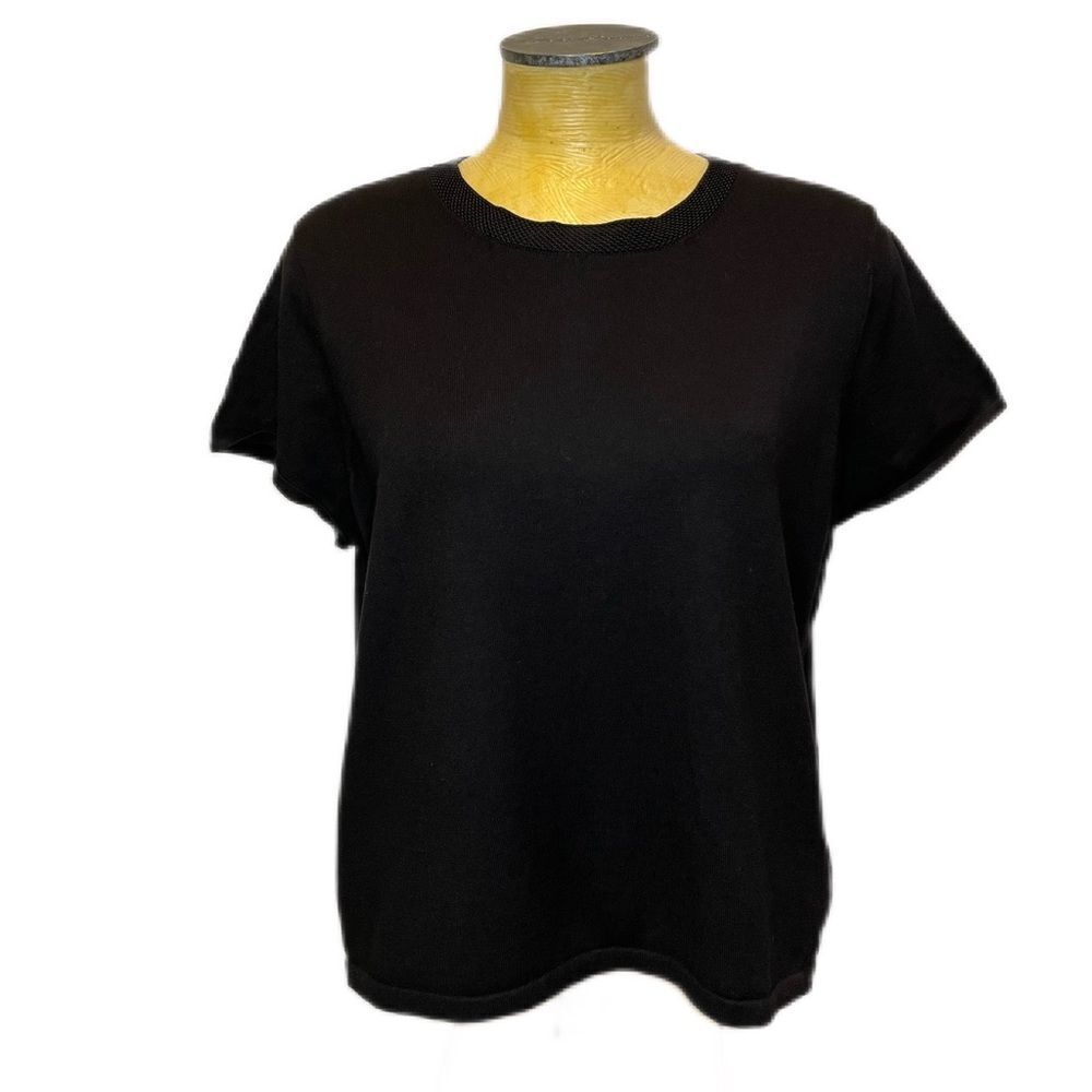 Talbots Short Sleeve Neck Detail Pullover 2X Petites Black